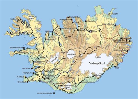 Ang mapa ng Iceland .